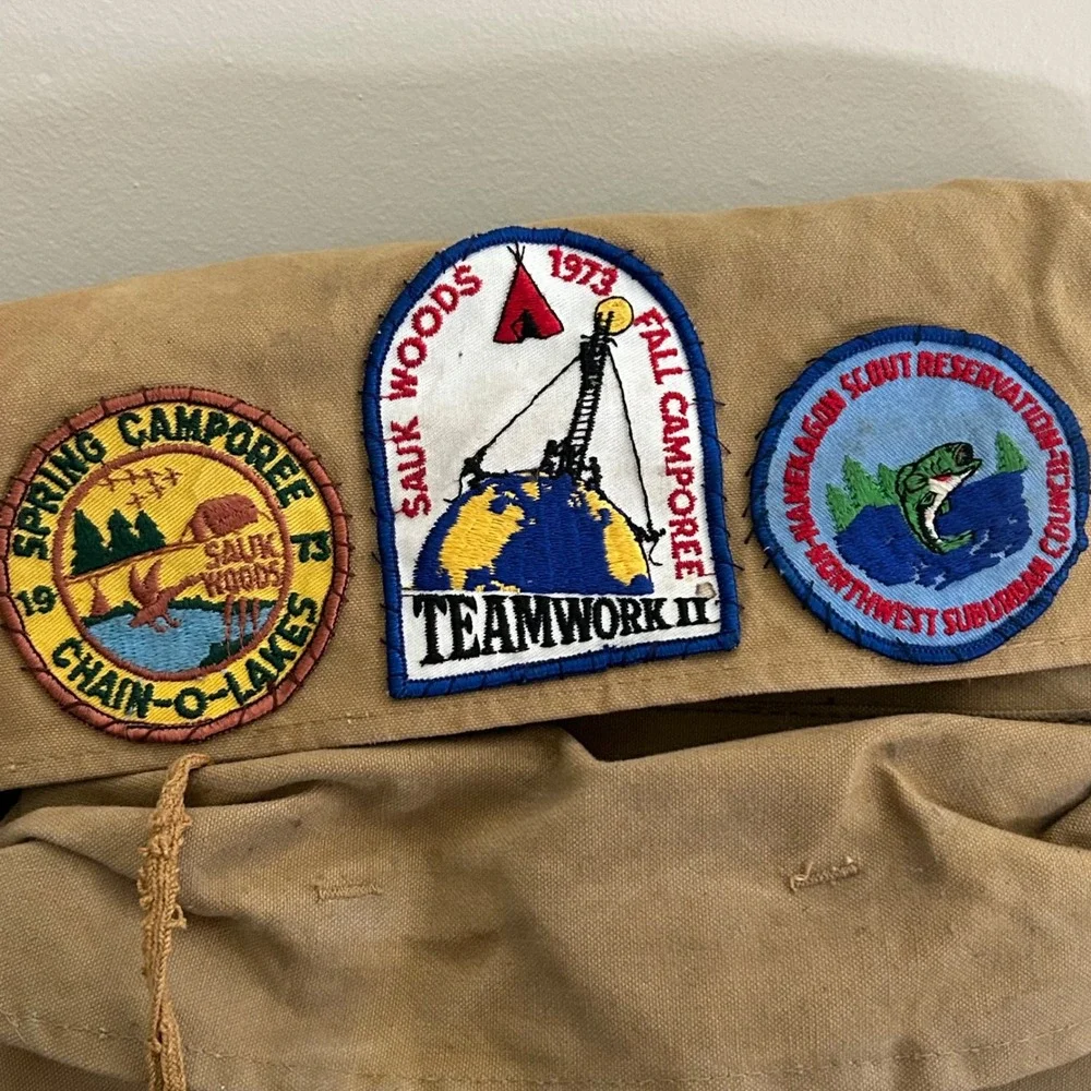 Boy Scouts of America Deluxe Yucca Backpack OS Tan Vintage 1973 Patches No 1329